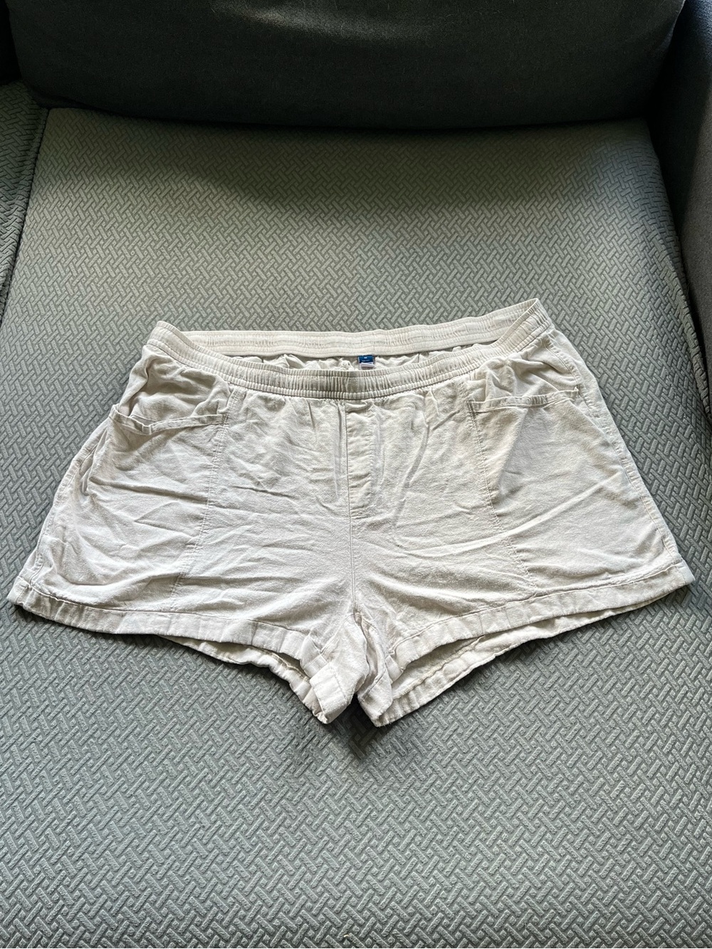 Old Navy Linen Light Cream Pull-On Casual Shorts